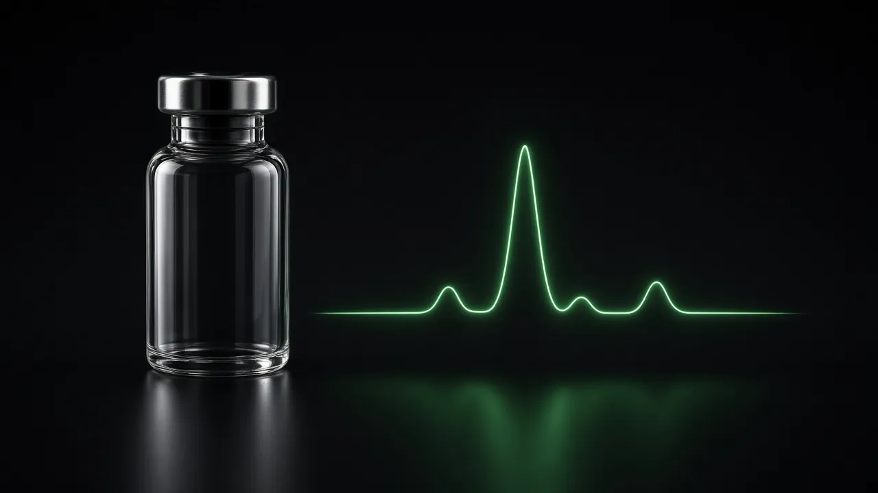 Vial in front of a chromatogram readout